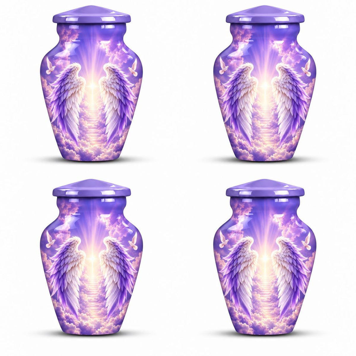 Personalized Purple Angel Wings Urn - Heaven Cremation Urn