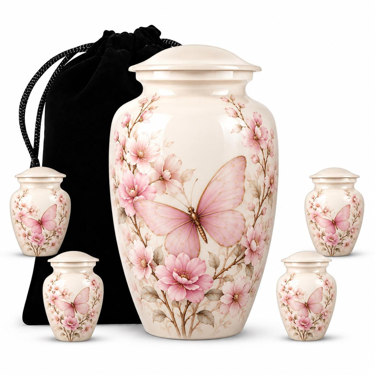 Personalized Butterfly Memorial Urn For Mom - Pink Floral Urn
