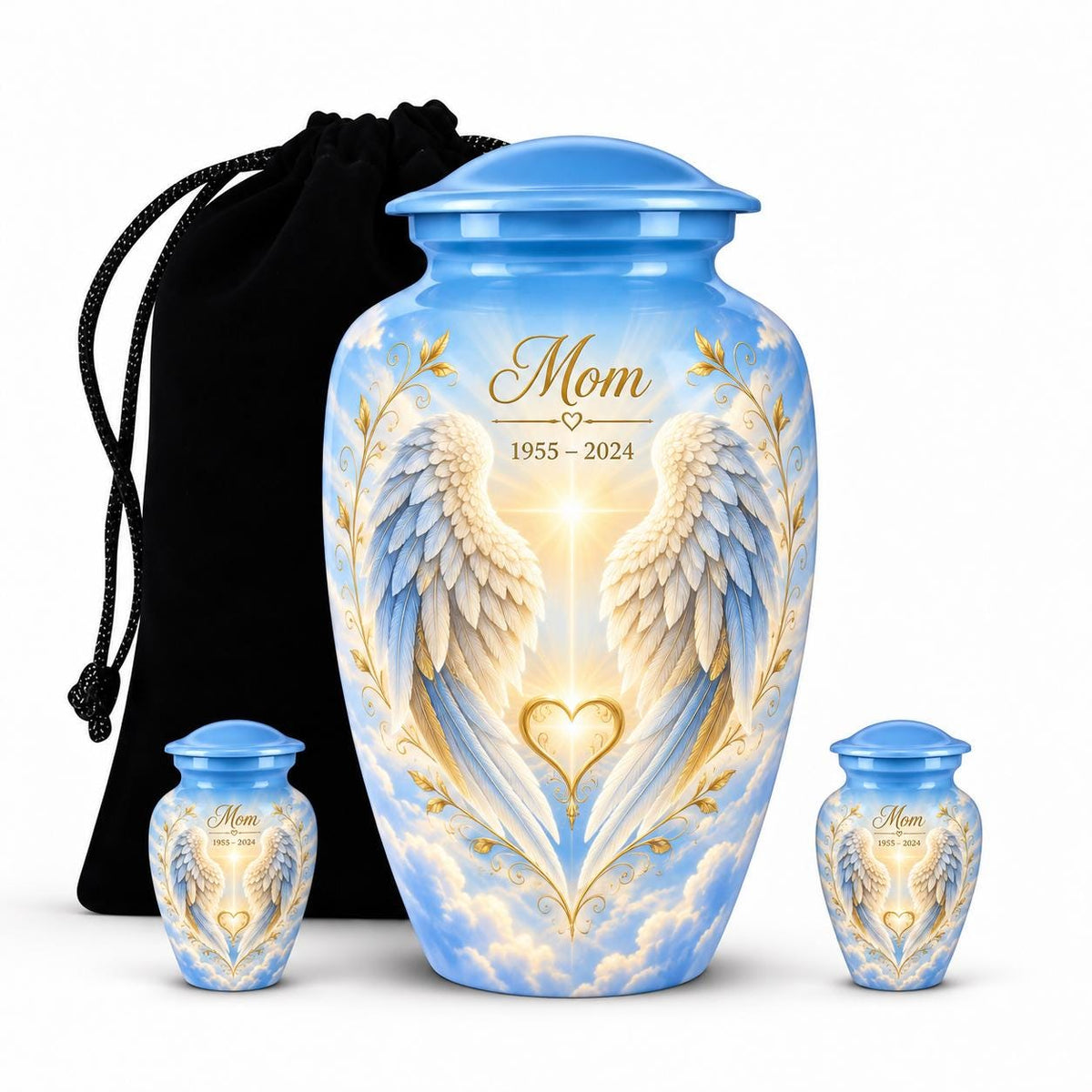 Personalized Angel Wings Urn For Mom - Heaven Memorial