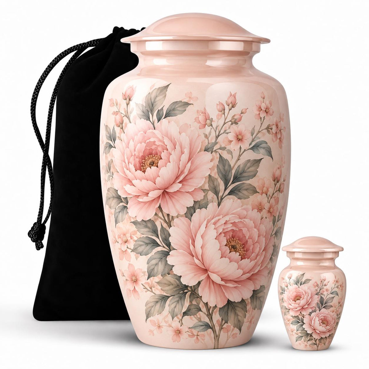 Personalized Floral Cremation Urn - Pink Flower Memorial