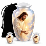 Personalized Jesus Memorial Urn For Human Ashes - Heaven Theme Cremation Urn
