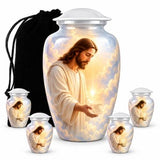 Personalized Jesus Memorial Urn For Human Ashes - Heaven Theme Cremation Urn