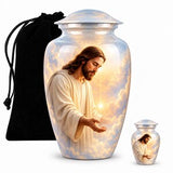 Personalized Jesus Memorial Urn For Human Ashes - Heaven Theme Cremation Urn