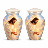 Personalized Jesus Memorial Urn For Human Ashes - Heaven Theme Cremation Urn