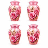 Personalized Pink Rose Memorial Urn For Mom, Floral Cremation Urn, Rose Flower Funeral Urn, Pink Memorial Urn For Adult Ashes