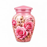 Personalized Pink Rose Memorial Urn For Mom, Floral Cremation Urn, Rose Flower Funeral Urn, Pink Memorial Urn For Adult Ashes
