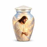 Personalized Jesus Memorial Urn For Human Ashes - Heaven Theme Cremation Urn