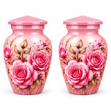 Personalized Pink Rose Memorial Urn For Mom, Floral Cremation Urn, Rose Flower Funeral Urn, Pink Memorial Urn For Adult Ashes