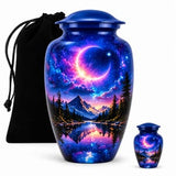 Personalized Mountain Cremation Urn For Adult Ashes - Moon Funeral Urn For Loved Ones