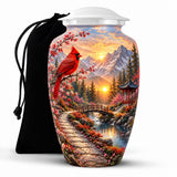 Cardinal Bird Memorial Urn For Adult Ashes - Mountain Cremation Urn For Human Ashes