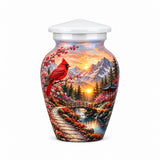 Cardinal Bird Memorial Urn For Adult Ashes - Mountain Cremation Urn For Human Ashes