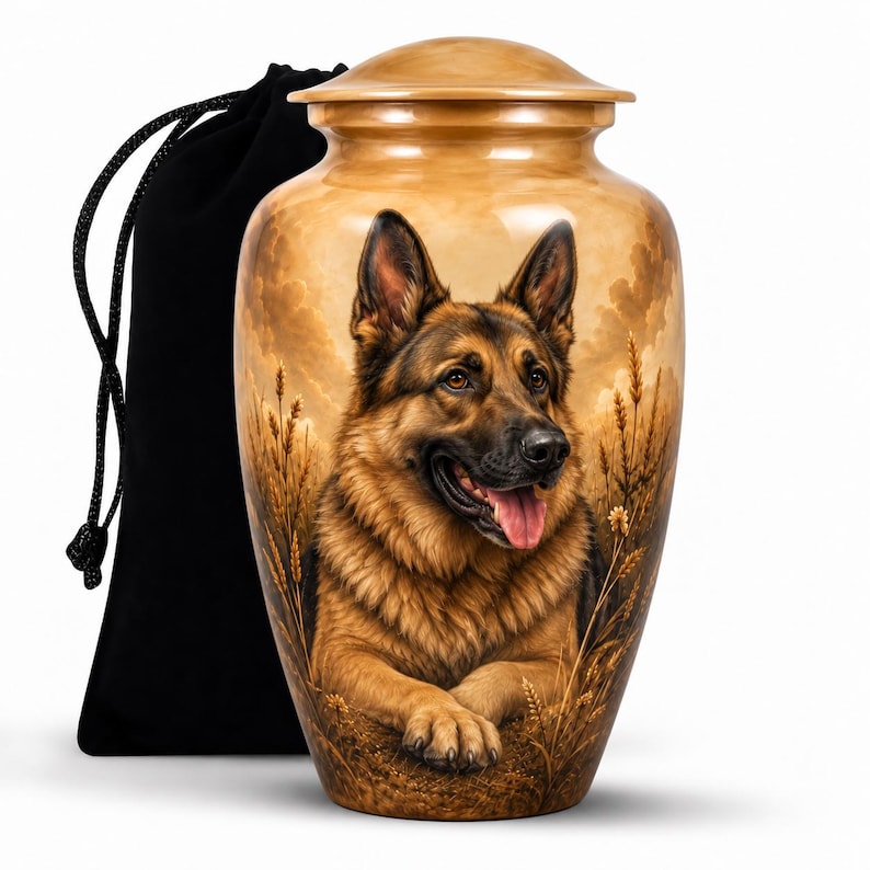 Personalized German Shepherd Cremation Urn for Pet Ashes, Dog Memorial Urn, Custom Pet Funeral Urn, German Shepherd Keepsake
