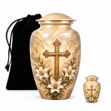 Cross Memorial Urn For Adult Ashes , Jesus Cremation Urn For Human Ashes - Catholic Funeral Urn