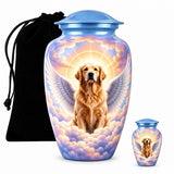Personalized Angel Dog Memorial Urn For Pet Ashes, Golden Retriever Cremation Urn, Angel Wings Pet Urn, Rainbow Bridge Dog Urn