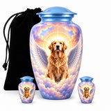 Personalized Angel Dog Memorial Urn For Pet Ashes, Golden Retriever Cremation Urn, Angel Wings Pet Urn, Rainbow Bridge Dog Urn