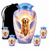 Personalized Angel Dog Memorial Urn For Pet Ashes, Golden Retriever Cremation Urn, Angel Wings Pet Urn, Rainbow Bridge Dog Urn