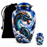 Personalized Dragon Memorial Urn For Human Ashes, Blue Dragon Cremation Urn, Fantasy Funeral Urn, Dragon Memorial Urn For Adult Ashes