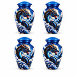 Personalized Dragon Memorial Urn For Human Ashes, Blue Dragon Cremation Urn, Fantasy Funeral Urn, Dragon Memorial Urn For Adult Ashes