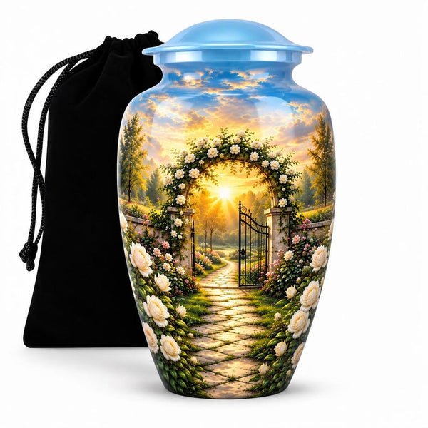 Personalized Garden Memorial Urn for Human Ashes, Peaceful Heaven Cremation Urn, Floral Funeral Urn, Custom Memorial Keepsake