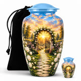 Personalized Garden Memorial Urn for Human Ashes, Peaceful Heaven Cremation Urn, Floral Funeral Urn, Custom Memorial Keepsake