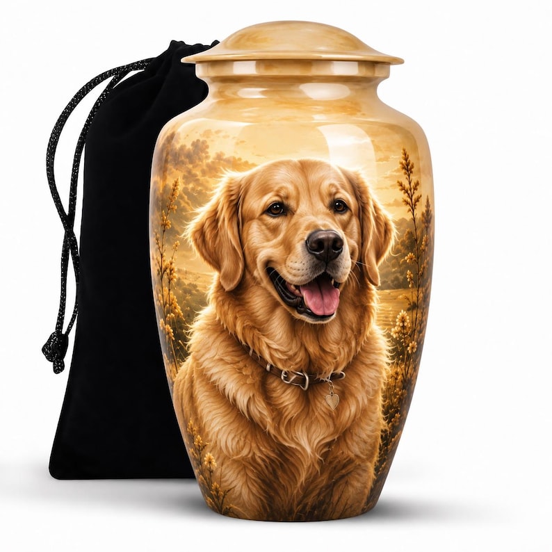 Personalized Golden Retriever Cremation Urn For Pet Ashes - Dog Memorial Urn For Loved Ones