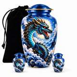Personalized Dragon Memorial Urn For Human Ashes, Blue Dragon Cremation Urn, Fantasy Funeral Urn, Dragon Memorial Urn For Adult Ashes
