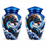 Personalized Dragon Memorial Urn For Human Ashes, Blue Dragon Cremation Urn, Fantasy Funeral Urn, Dragon Memorial Urn For Adult Ashes