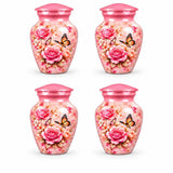 Personalized Pink Rose Butterfly Memorial Urn For Human Ashes, Floral Cremation Urn, Butterfly Funeral Urn