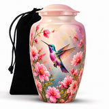 Personalized Hummingbird Memorial Urn For Human Ashes, Pink Floral Cremation Urn, Bird Memorial Urn For Adult Ashes