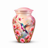 Personalized Hummingbird Memorial Urn For Human Ashes, Pink Floral Cremation Urn, Bird Memorial Urn For Adult Ashes