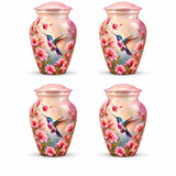 Personalized Hummingbird Memorial Urn For Human Ashes, Pink Floral Cremation Urn, Bird Memorial Urn For Adult Ashes