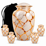 Personalized Marble Cremation Urn For Human Ashes, White & Gold Memorial Urn, Elegant Funeral Urn For Adult Ashes, Luxury Memorial Keepsake