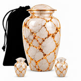 Personalized Marble Cremation Urn For Human Ashes, White & Gold Memorial Urn, Elegant Funeral Urn For Adult Ashes, Luxury Memorial Keepsake