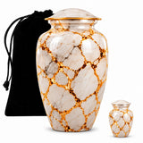 Personalized Marble Cremation Urn For Human Ashes, White & Gold Memorial Urn, Elegant Funeral Urn For Adult Ashes, Luxury Memorial Keepsake