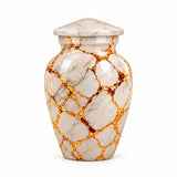 Personalized Marble Cremation Urn For Human Ashes, White & Gold Memorial Urn, Elegant Funeral Urn For Adult Ashes, Luxury Memorial Keepsake