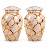 Personalized Marble Cremation Urn For Human Ashes, White & Gold Memorial Urn, Elegant Funeral Urn For Adult Ashes, Luxury Memorial Keepsake